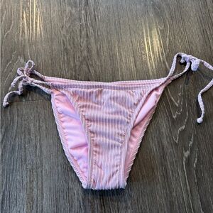 Light Pink Sparkly Ribbed Tie-Side Bikini Bottoms